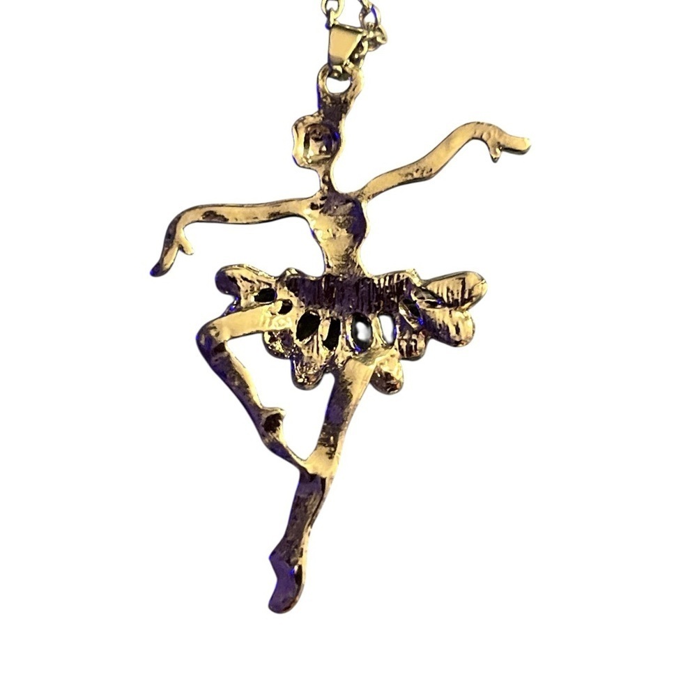 Adorable Silver Ballerina Necklace with Yellow Accents - Picture 3 of 4